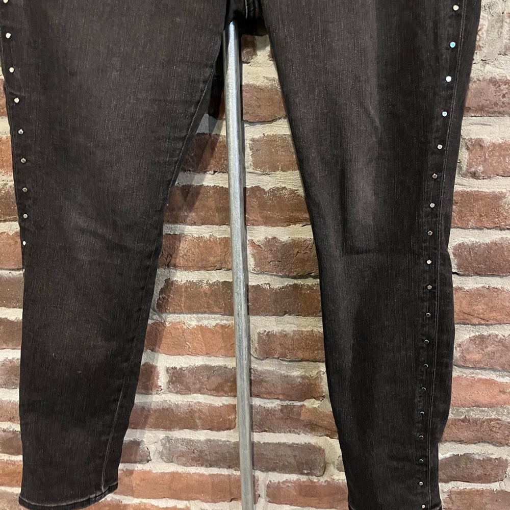 NYDJ Women's Black Skinny Jeans with Stud Details Size 12P - Picture 4 of 14
